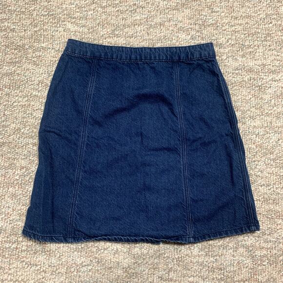 Pilcro & the Letterpress Anthropologie blue denim a-line mini skirt size 2 - Picture 3 of 9